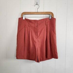 Harve Benard Pink High Waisted Rise Flowy Wide Leg Shorts Lyocell Summer Cute